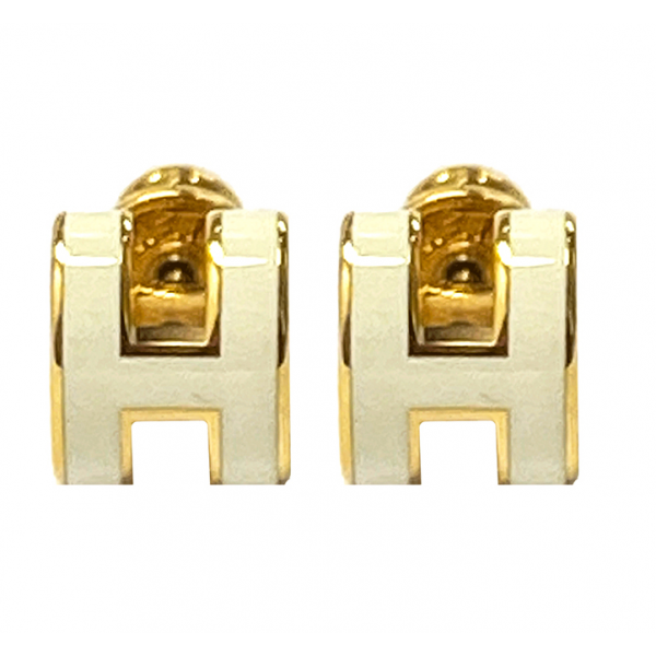 [에르메스] H608002F 49 미니 팝아슈 골드 하드웨어 이어링 블랑 귀걸이